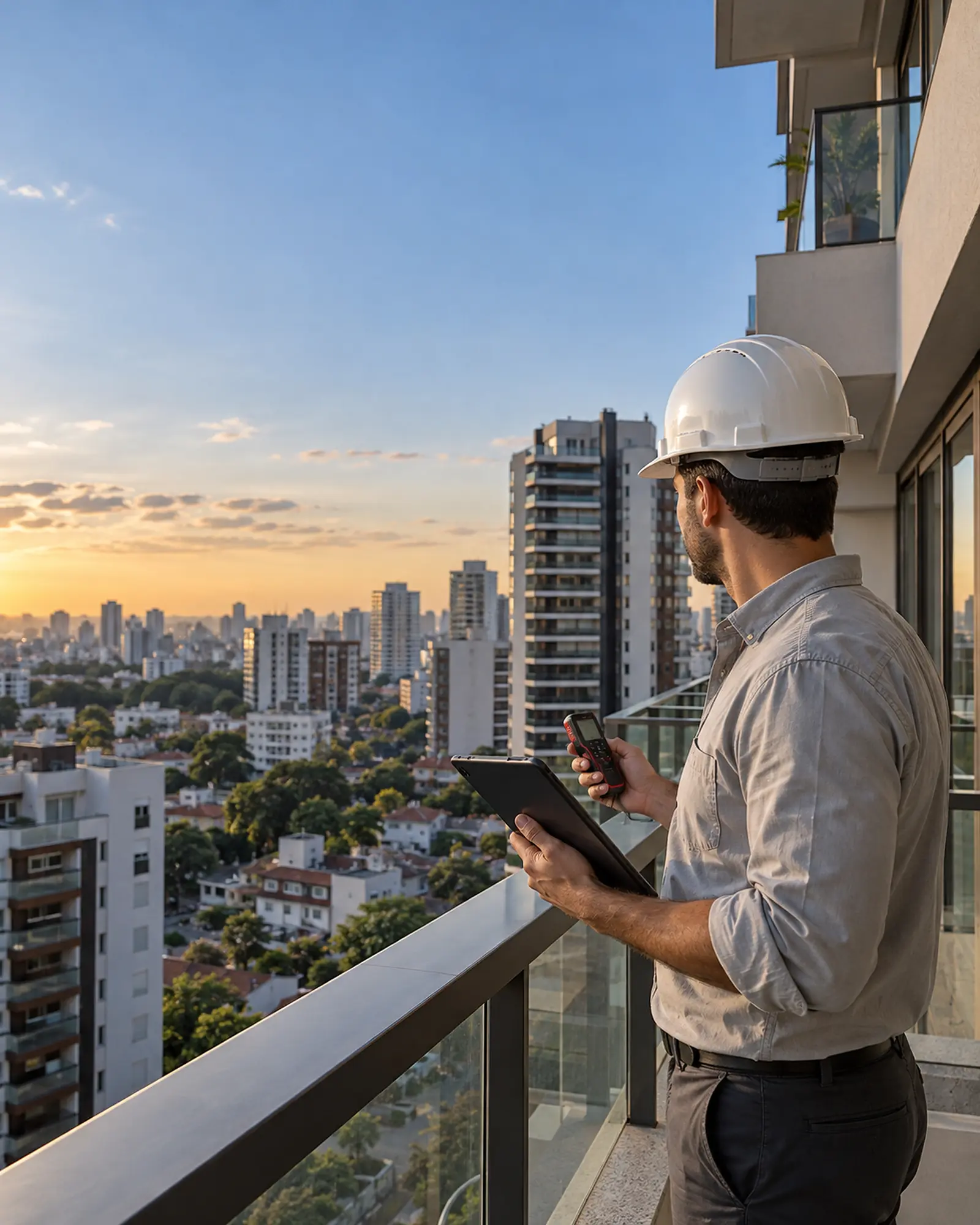 Engenheiro avaliando imóvel residencial