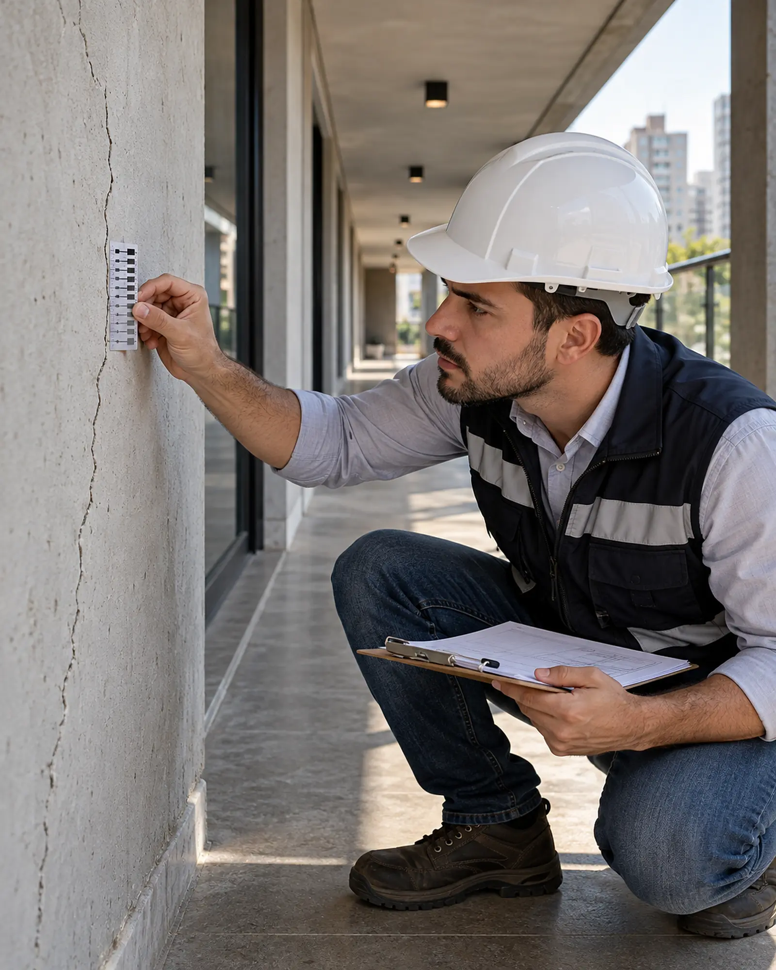 Inspeção técnica de fissura em edifício